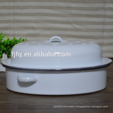 Oval Enamel Casserole with Lid